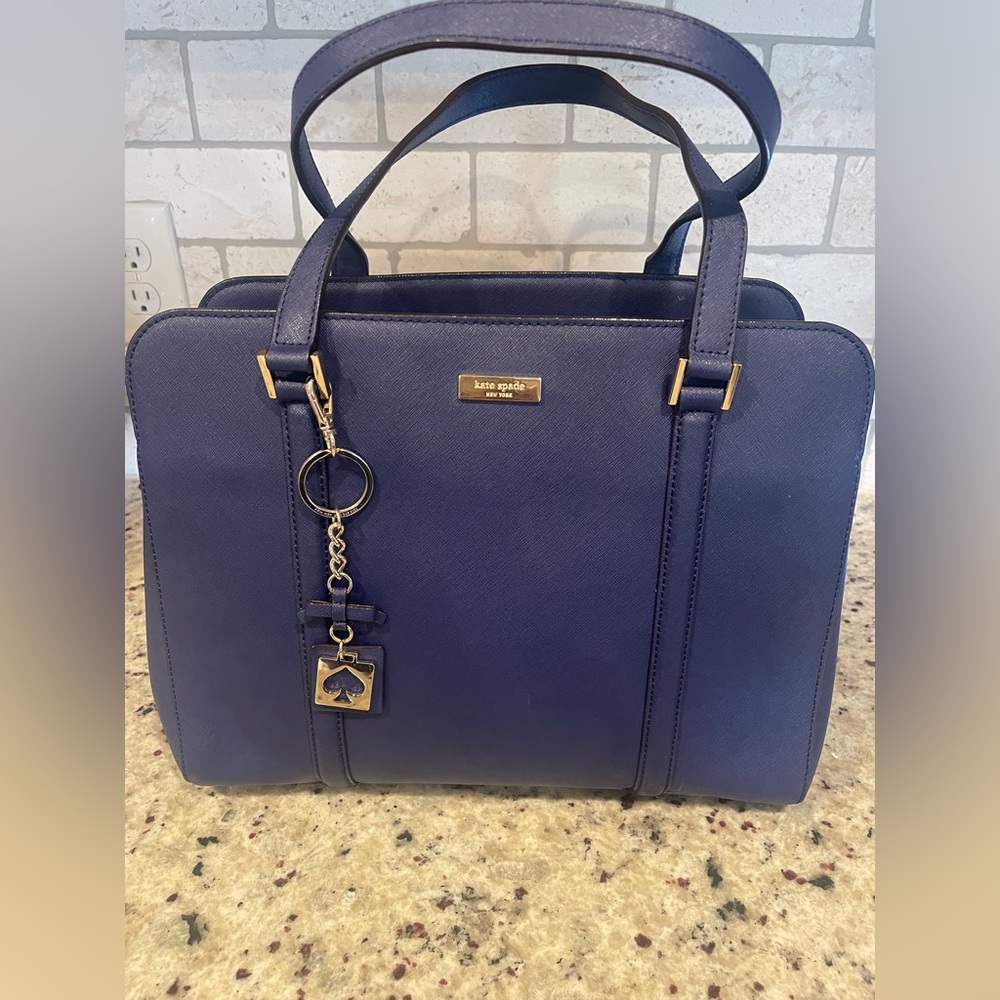 Kate Spade Wellesley Brynne‎ Satchel in Navy Satchel Saffiano Leather!